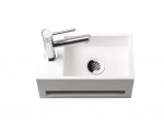 Lave-mains pour toilettes, avec porte serviette, suspendu et compacte, résine Solid-Surface BENESTONE ®, Largeur 33 cm, Profondeur 18 cm, Hauteur 16 cm, Livraison 5-7 jours OFFERTE